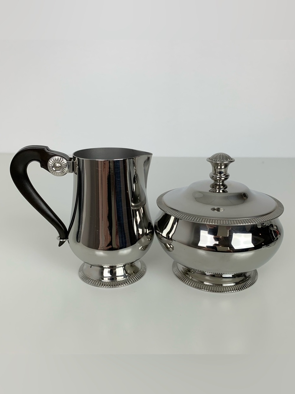 Letang Remy Creamer Sugar Bowl Set Inox France Handle Lid Coffee Tea French Vtg